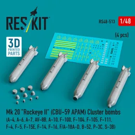   ResKit Models Mk 20 Rockeye II (CBU-59 APAM) – kazettás bombák, 4 db