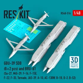   ResKit Models GBU-39 SDB bombák, 8 db + BRU-61 bombafelfüggesztők, 2 db