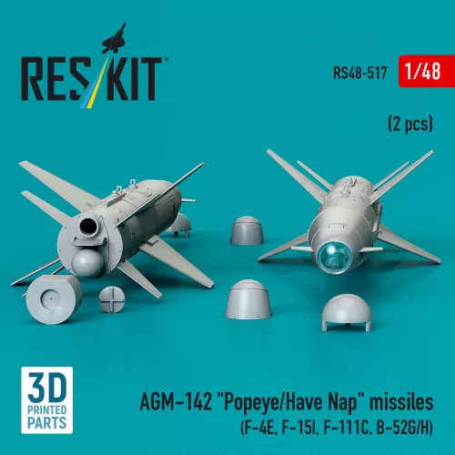 ResKit Models AGM-142 Popeye/Have Nap missiles (2 pcs) (F-4E, F-15I, F-111C, B-52G/H) (3D Printed) - AGM-142 Popeye/Have Nap – rakéták, 2 db
