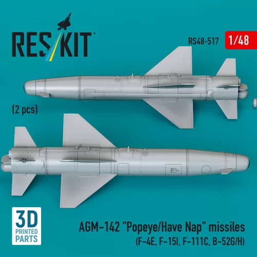 ResKit Models AGM-142 Popeye/Have Nap missiles (2 pcs) (F-4E, F-15I, F-111C, B-52G/H) (3D Printed) - AGM-142 Popeye/Have Nap – rakéták, 2 db