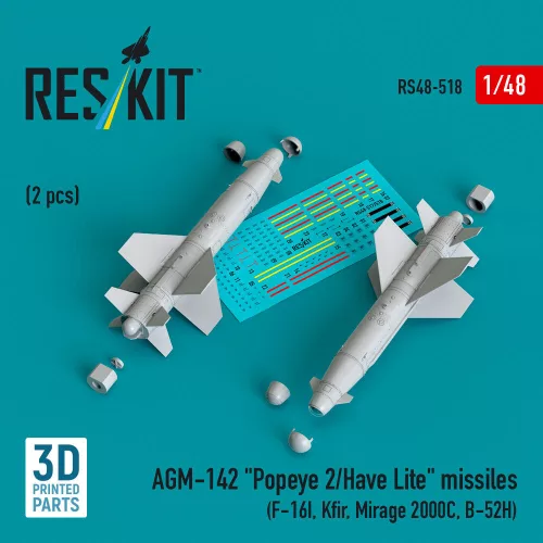 ResKit Models AGM-142 Popeye 2/Have Lite missiles (2 pcs) (F-16I, Kfir, Mirage 2000C, B-52H) (3D Printed) - AGM-142 Popeye 2/Have Lite – rakéták, 2 db