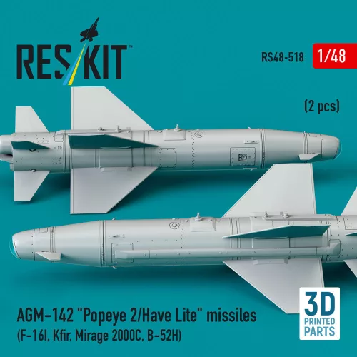 ResKit Models AGM-142 Popeye 2/Have Lite missiles (2 pcs) (F-16I, Kfir, Mirage 2000C, B-52H) (3D Printed) - AGM-142 Popeye 2/Have Lite – rakéták, 2 db