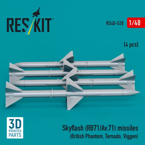 ResKit Models Skyflash (RB71/Av.71) missiles (4 pcs) (British Phantom, Tornado, Viggen) (3D Printed) - Skyflash (RB71/Av.71) – rakéták, 4 db