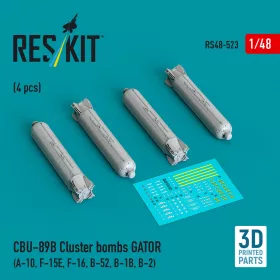   ResKit Models CBU-89B cluster bombs GATOR (4 pcs) (A-10, F-15E, F-16, B-52, B-1B, B-2) (3D Printed) - CBU-89B – kazettás bombák, 4 db