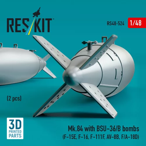 ResKit Models Mk.84 with BSU-36/B bombs (2 pcs) (F-15E, F-16, F-111F, AV-8B, F/A-18D) (3D Printed) - Mk.84 – bombák BSU-36/B egységgel, 2 db