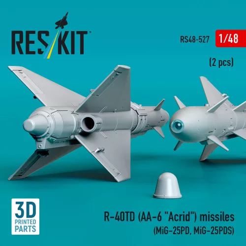 ResKit Models R-40TD (AA-6 Acrid) missiles (2 pcs) (MiG-25PD, MiG-25PDS) (3D printed) - rakéták, 2 db