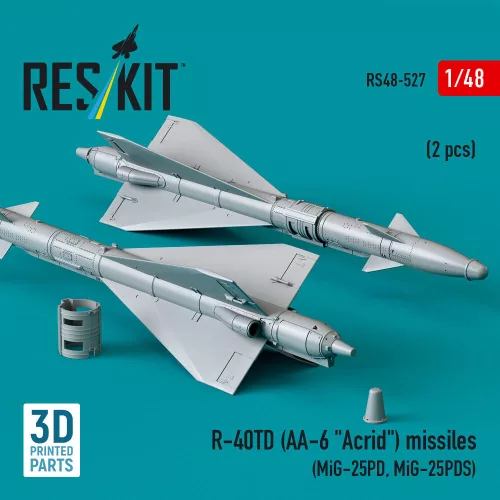ResKit Models R-40TD (AA-6 Acrid) missiles (2 pcs) (MiG-25PD, MiG-25PDS) (3D printed) - rakéták, 2 db