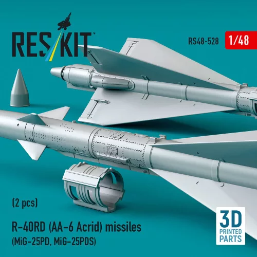 ResKit Models R-40RD (AA-6 Acrid) missiles (2 pcs) (MiG-25PD, MiG-25PDS) (3D printed) - rakéták, 2 db