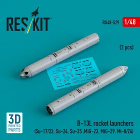  ResKit Models B-13L rocket launchers (2 pcs) (Su-17/22, Su-24, Su-25 ,MiG-23, MiG-29, Mi-8/24) (3D Printed) - rakétaindítók, 2 db