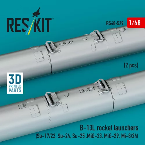 ResKit Models B-13L rocket launchers (2 pcs) (Su-17/22, Su-24, Su-25 ,MiG-23, MiG-29, Mi-8/24) (3D Printed) - rakétaindítók, 2 db