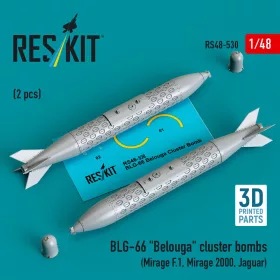   ResKit Models BLG-66 Belouga cluster bombs (2 pcs) (Mirage F.1, Mirage 2000, Jaguar) (3D Printed) - BLG-66 Belouga – kazettás bombák, 2 db