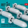 ResKit Models AN-M58 bombs (6 pcs) (500 lbs) for all USAF & RAF of WW2 & Korean War (3D Printed) - bombák, 500 fontos, 6 db