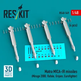   ResKit Models Matra MICA-IR missiles (4 pcs) (Mirage 2000, Rafale, Gripen, Eurofighter) (3D Printed) - Matra MICA-IR – rakéták, 4 db