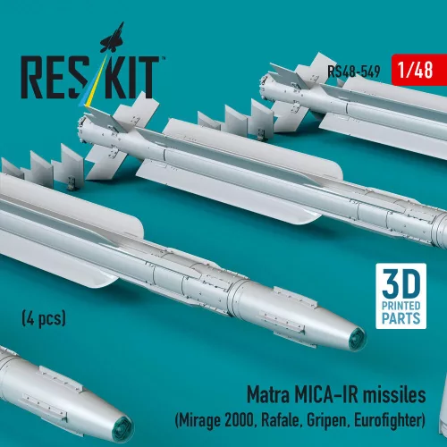 ResKit Models Matra MICA-IR missiles (4 pcs) (Mirage 2000, Rafale, Gripen, Eurofighter) (3D Printed) - Matra MICA-IR – rakéták, 4 db