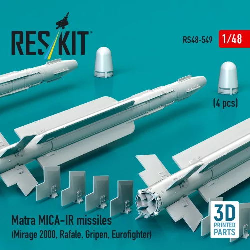 ResKit Models Matra MICA-IR missiles (4 pcs) (Mirage 2000, Rafale, Gripen, Eurofighter) (3D Printed) - Matra MICA-IR – rakéták, 4 db
