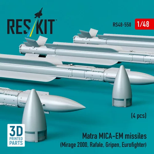 ResKit Models Matra MICA-EM missiles (4 pcs) (Mirage 2000, Rafale, Gripen, Eurofighter) (3D Printed) - Matra MICA-EM – rakéták, 4 db