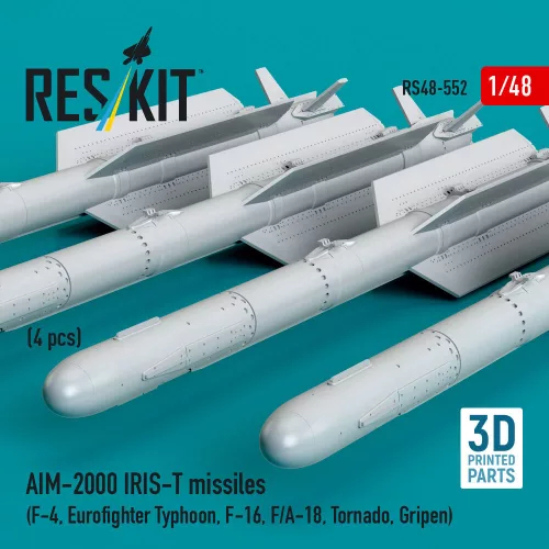 ResKit Models AIM-2000 IRIS-T missiles (4 pcs) (F-4, Eurofighter Typhoon, F-16, F/A-18, Tornado, Gripen) (3D Printed) - AIM-2000 IRIS-T – rakéták, 4 db
