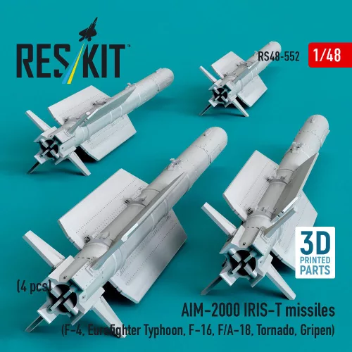 ResKit Models AIM-2000 IRIS-T missiles (4 pcs) (F-4, Eurofighter Typhoon, F-16, F/A-18, Tornado, Gripen) (3D Printed) - AIM-2000 IRIS-T – rakéták, 4 db
