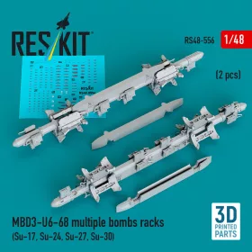   ResKit Models MBD3-U6-68 multiple bombs racks (2 pcs) (3D Printed) - MBD3-U6-68 – többes bombafelfüggesztő keretek, 2 db