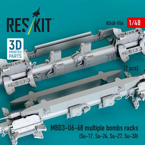 ResKit Models MBD3-U6-68 multiple bombs racks (2 pcs) (3D Printed) - MBD3-U6-68 – többes bombafelfüggesztő keretek, 2 db