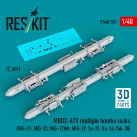   ResKit Models MBD2-67U multiple bombs racks (2 pcs) (3D Printed) - MBD2-67U – többes bombafelfüggesztő keretek, 2 db