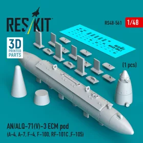   ResKit Models AN/ALQ-71(V)-3 ECM pod (A-4, A-7, F-4, F-100, RF-101C, F-105) (1pcs) (3D Printed) - AN/ALQ-71(V)-3 ECM – konténer, 1 db
