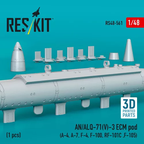 ResKit Models AN/ALQ-71(V)-3 ECM pod (A-4, A-7, F-4, F-100, RF-101C, F-105) (1pcs) (3D Printed) - AN/ALQ-71(V)-3 ECM – konténer, 1 db