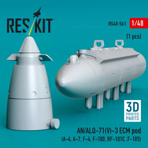 ResKit Models AN/ALQ-71(V)-3 ECM pod (A-4, A-7, F-4, F-100, RF-101C, F-105) (1pcs) (3D Printed) - AN/ALQ-71(V)-3 ECM – konténer, 1 db