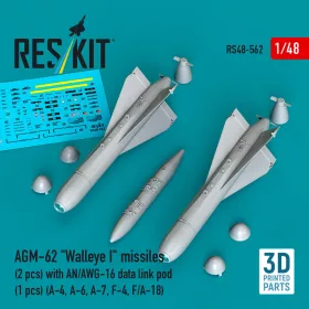   ResKit Models AGM-62 Walleye I missiles (2 pcs) with AN/AWG-16 data link pod (1 pcs) (A-4, A-6, A-7, F-4, F/A-18) (3D Printed) - AGM-62 Walleye I – rakéták, 2 db