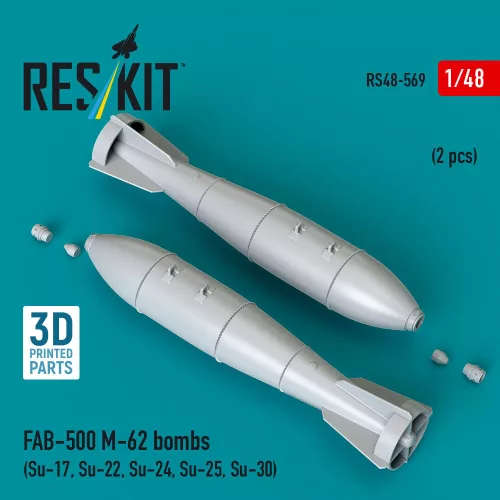 ResKit Models FAB-500 M-62 bombs (2 pcs) (Su-17, Su-22, Su-24, Su-25, Su-30) (3D Printed) - bombák, 2 db