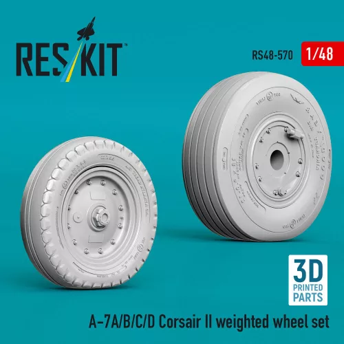 ResKit Models A-7A/B/C/D Corsair II weighted wheel set (3D Printed) - terhelt állapotú kerékkészlet