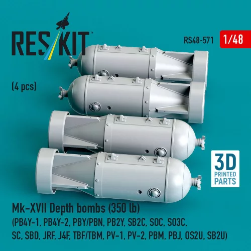 ResKit Models Mk-XVII – mélységi bombák, 350 fontos, 4 db