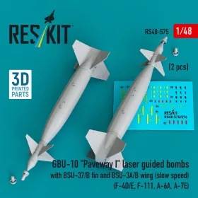   ResKit Models GBU-10 Paveway I – BSU-37/B + BSU-3A/B vezérsíkkal, kis sebességű változat, 2 db