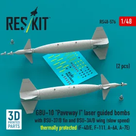   ResKit Models GBU-10 Paveway I – BSU-37/B + BSU-3A/B vezérsíkkal, kis sebességű, hővédett változat, 2 db