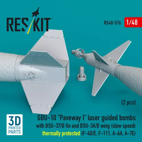 ResKit Models GBU-10 Paveway I – BSU-37/B + BSU-3A/B vezérsíkkal, kis sebességű, hővédett változat, 2 db