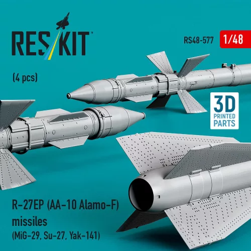 ResKit Models R-27EP (AA-10 Alamo-F) missiles (4 pcs) (MiG-29, Su-27, Yak-141) (3D Printed) - R-27EP (AA-10 Alamo-F) – rakéták, 4 db