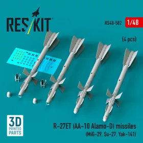   ResKit Models R-27ET (AA-10 Alamo-D) missiles (4 pcs) (MiG-29, Su-27, Yak-141) (3D Printed) - R-27ET (AA-10 Alamo-D) – rakéták, 4 db