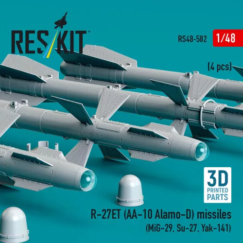 ResKit Models R-27ET (AA-10 Alamo-D) missiles (4 pcs) (MiG-29, Su-27, Yak-141) (3D Printed) - R-27ET (AA-10 Alamo-D) – rakéták, 4 db