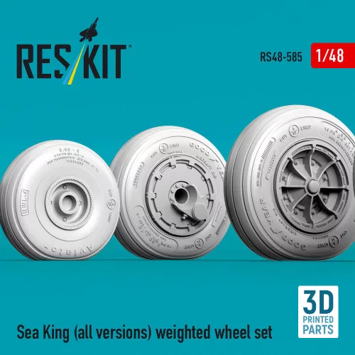 ResKit Models Sea King (all versions) weighted wheel set (3D Printed) - terhelt állapotú kerékkészlet, minden változathoz