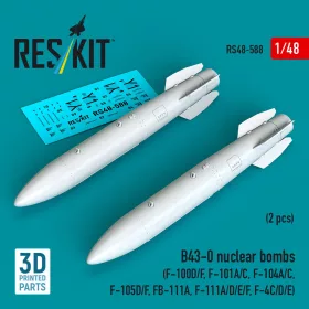   ResKit Models B43-0 nuclear bombs (2 pcs) (F-100D/F, F-101A/C, F-104A/C, F-105D/F, FB-111A, F-111A/D/E/F, F-4C/D/E) (3D Printed) - B43-0 – nukleáris bombák, 2 db