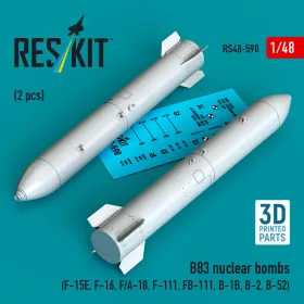   ResKit Models B83 nuclear bombs (2 pcs) (F-15E, F-16, F/A-18, F-111, FB-111, B-1B, B-2, B-52) (3D Printed) - B83 – nukleáris bombák, 2 db