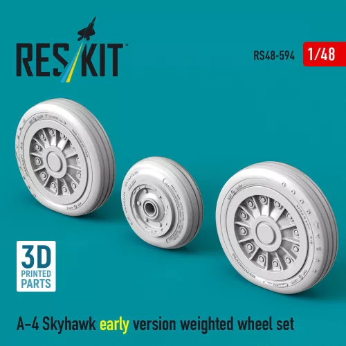 ResKit Models A-4 Skyhawk early version weighted wheel set (3D Printed) - terhelt állapotú kerékkészlet