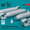 ResKit Models BLU-1B (750 lb) napalm bombs finned MXU-393/B (4 pcs) (A-1, A-4, A-7, A-26K, B-57, F-100) (3D Printed) - BLU-1B (750 lb) napalm – bombák, 750 fontos, 4 db