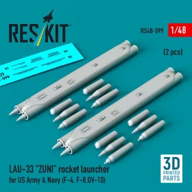   ResKit Models LAU-33 ZUNI rocket launcher for US Army & Navy (2 pcs) (F-4, F-8, OV-10) (3D Printed) - rakétaindító, 2 db