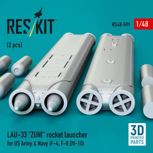 ResKit Models LAU-33 ZUNI rocket launcher for US Army & Navy (2 pcs) (F-4, F-8, OV-10) (3D Printed) - rakétaindító, 2 db