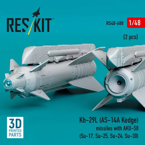 ResKit Models Kh-29L (AS-14A Kedge) missiles with AKU-58 (2 pcs) (Su-17, Su-25, Su-24, Su-30) (3D Printed) - Kh-29L (AS-14A Kedge) – rakéták, 2 db