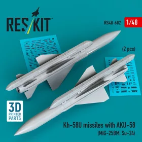   ResKit Models Kh-58U missiles with AKU-58 (2 pcs) (MiG-25BM, Su-24) (3D Printed) - Kh-58U – rakéták, 2 db