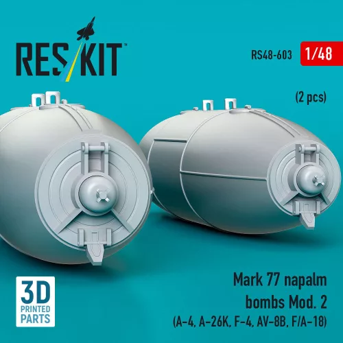 ResKit Models Mark 77 napalm bombs Mod. 2 (2pcs) (A-4, A-26K, F-4, AV-8B, F/A-18) (3D Printed) - Mark 77 napalm – bombák, 2 db