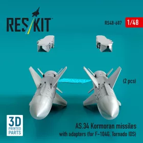   ResKit Models AS.34 Kormoran missiles with adapters (2 pcs) (for F-104G, Tornado IDS) (3D Printed) - AS.34 Kormoran – rakéták, 2 db