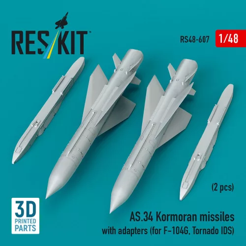 ResKit Models AS.34 Kormoran missiles with adapters (2 pcs) (for F-104G, Tornado IDS) (3D Printed) - AS.34 Kormoran – rakéták, 2 db